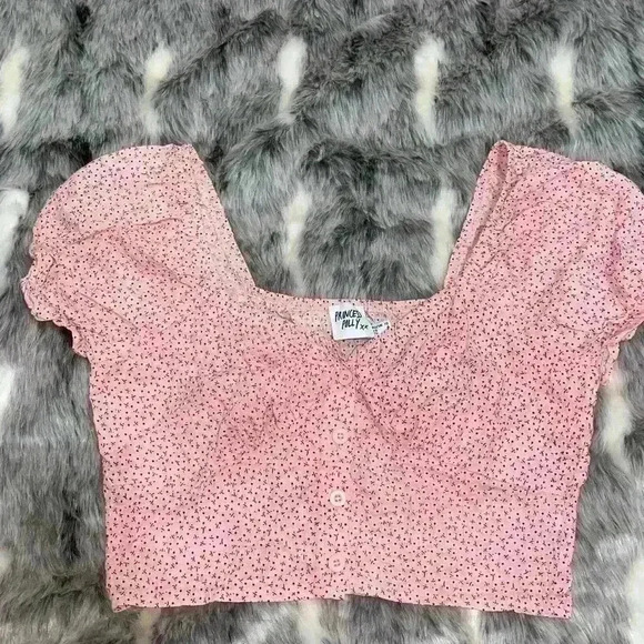 Princess Polly The Laura Top Puff Short Sleeve Floral Pink Cropped Top sz 6 - Picture 2 of 7